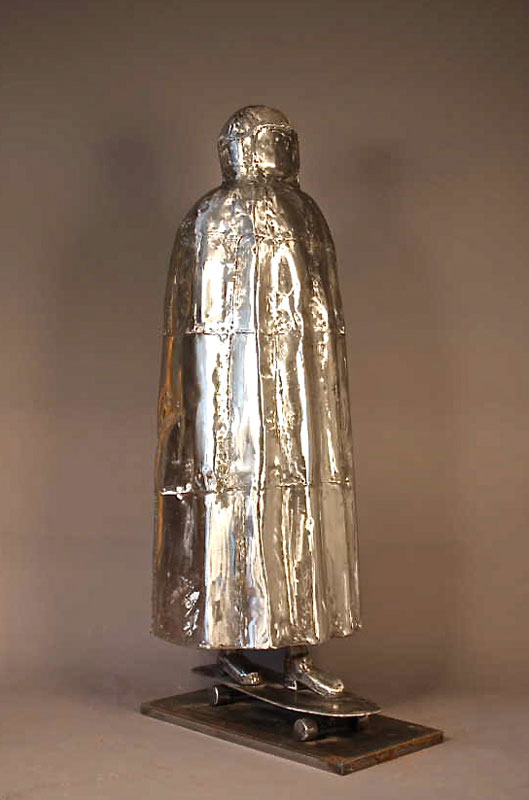 Burka Boarder, steel, 73 x 34 x 25, 2010, sculpture by Finley Fryer